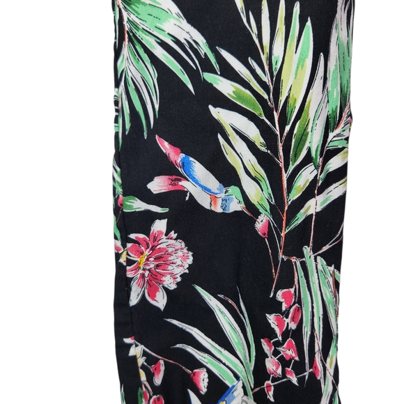 Peck & Peck Tropical Print Pants Women’s Size 8 Black Floral Bird Palm Leaf Slim - Picture 4 of 10
